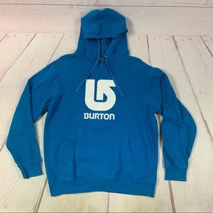 Burton Hoodie Pullover Blue White Logo Mens Size Medium Sweatshirt Snowboard